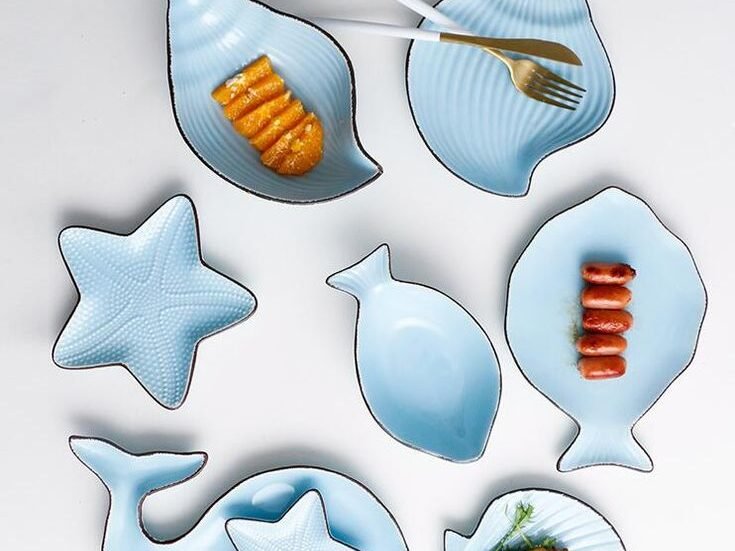 ocean style scallop shell conch fish ceramic breakfast plate dish storage tray home decoration tableware small snacksbowl set aliexpress 15